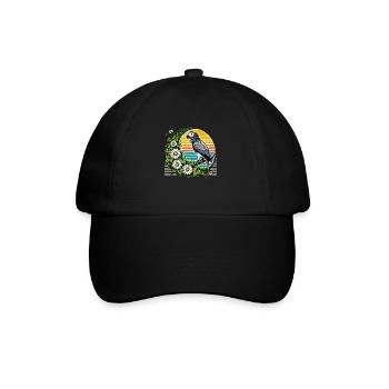 African Grey Parrot - Baseball Cap - black/black - Front