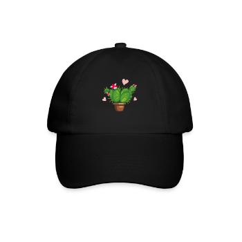 Blooming cactus in the shape of a heart - Baseball Cap - black/black - Front
