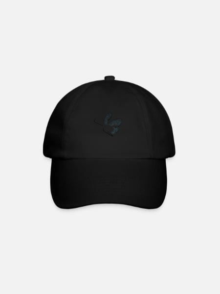 Schmetterling Line Art - Minimalistisch mit Farbe - Baseballkappe - Schwarz/Schwarz