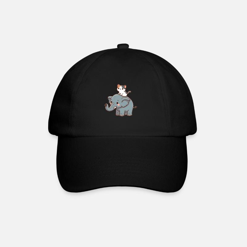 Le chat monte à dos d’éléphant - Casquette classique - noir/noir