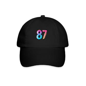 87 Zahl Bunt - Baseballkappe - Schwarz/Schwarz - Vorne