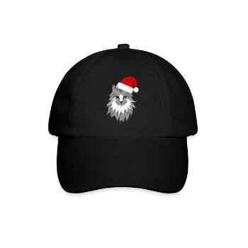 Graue Katze Weihnachten - Baseballkappe - Schwarz/Schwarz - Vorne