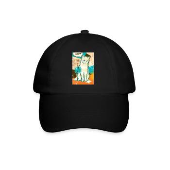 Katze MEOW, pop art, Collage - Baseballkappe - Schwarz/Schwarz - Vorne