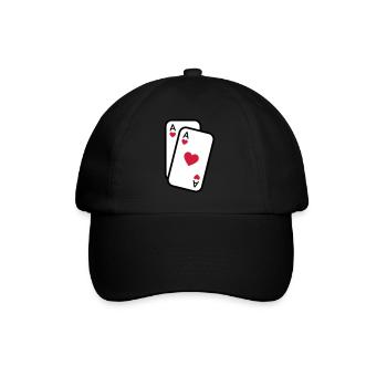 Karten Herz Ass Spielkarten Poker - Baseballkappe - Schwarz/Schwarz - Vorne