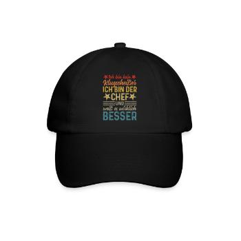Ich bin kein Klugscheißer - lustiger Spruch Chef - Baseballkappe - Schwarz/Schwarz - Vorne