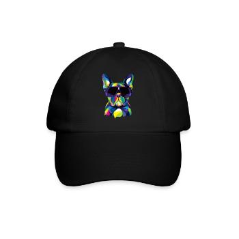 Pop Art Französische Bulldogge Süßes Geschenk Pelz Mama Hund Papa - Baseballkappe - Schwarz/Schwarz - Vorne