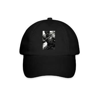 Krieger Schwert Vintage Schwarz Weiß 5 - Baseballkappe - Schwarz/Schwarz - Vorne