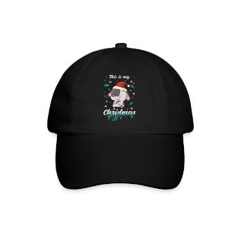 Kuh Pyjama Weihnachten Schlafen - Baseballkappe - Schwarz/Schwarz - Vorne