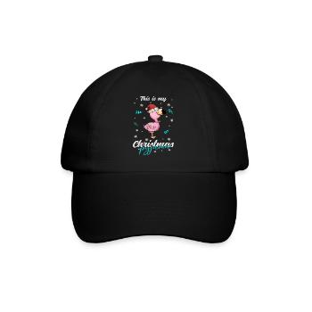 Flamingo Pyjama Weihnachten Schlafen - Baseballkappe - Schwarz/Schwarz - Vorne
