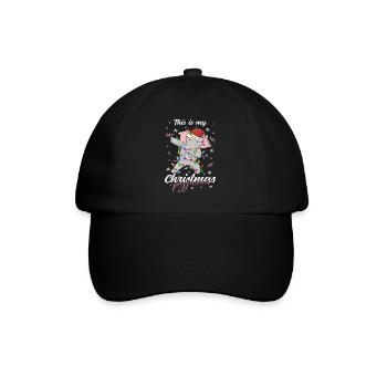 Elefant Pyjama Weihnachten Schlafen - Baseballkappe - Schwarz/Schwarz - Vorne