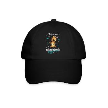 Giraffe Pyjama Weihnachten Schlafen - Baseballkappe - Schwarz/Schwarz - Vorne