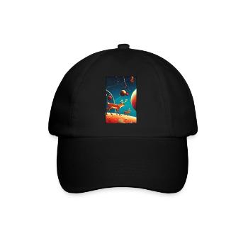 Reindeer Christmas Space Galaxy Universe Map - Baseball Cap - black/black - Front
