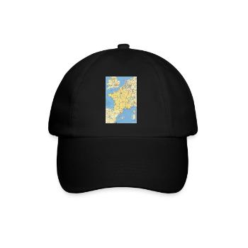 France map with cities, roads, rivers, lakes - Baseball Cap - black/black - Front