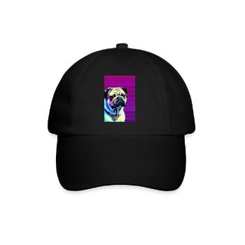 Mops Hund - Baseballkappe - Schwarz/Schwarz - Vorne