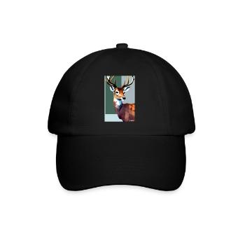 Deer Polygon Wildlife Wilderness Forest Nature Antlers - Baseball Cap - black/black - Front