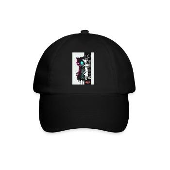 Crazy Graffiti Cat by ART8NS Art ON Streetwear - Baseballkappe - Schwarz/Schwarz - Vorne