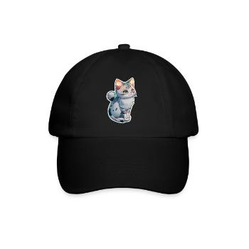 cute little gray kitten - Baseball Cap - black/black - Front