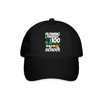 100. Tag Des Schul Traktorkostüms 100 Schultage - Baseballkappe - Schwarz/Schwarz - Vorne