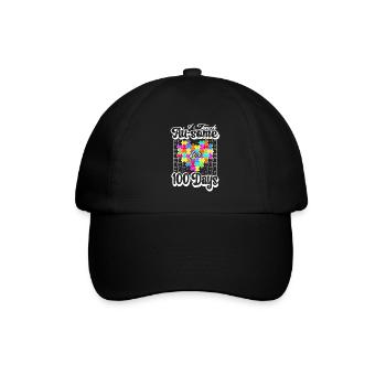 100. Tag Des Schulpuzzle Herzkostüm 100 Tage - Baseballkappe - Schwarz/Schwarz - Vorne