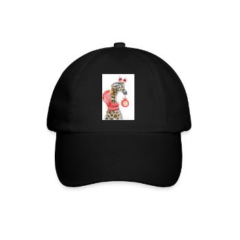 Fröhlicher Giraffe Weihnachtsgruß - Baseballkappe - Schwarz/Schwarz - Vorne