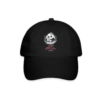 Best Mom Ever Panda Lover Floral Wreath I Mom - Baseballkappe - Schwarz/Schwarz - Vorne
