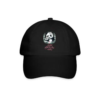 Best Mom Ever Panda Lover Floral Wreath I Mom - Baseballkappe - Schwarz/Schwarz - Vorne