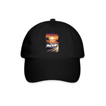 voiture vintage couché de soleil - Casquette classique - noir/noir - Devant