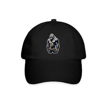 Gorilla mit Goldkette - Baseballkappe - Schwarz/Schwarz - Vorne