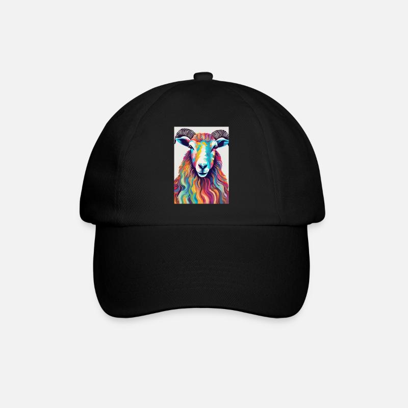 Bunter Schafbock - Baseballkappe - Schwarz/Schwarz