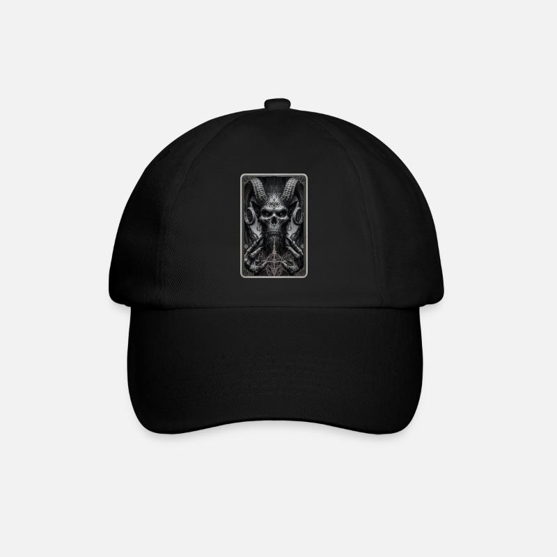 Dämon mit Hörnern und Pentagramm - Baseballkappe - Schwarz/Schwarz