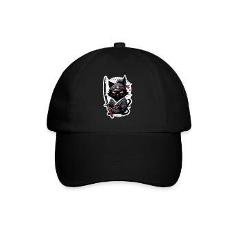 Ninja Cat - Samurai Kitten - Baseball Cap - black/black - Front
