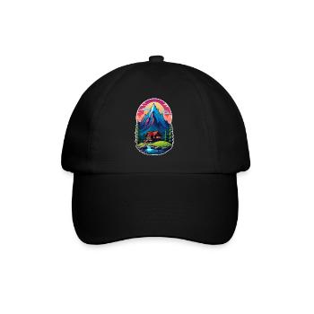Berg Natur Wandern Klettern See - Baseballkappe - Schwarz/Schwarz - Vorne