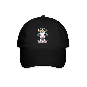 Bébé licorne avec écouteurs - Casquette classique - noir/noir - Devant