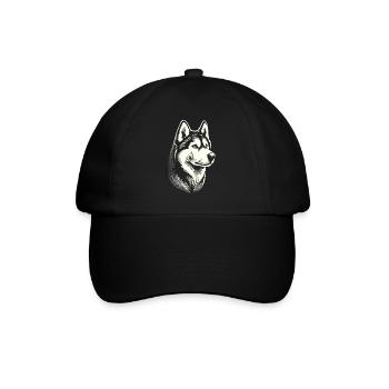 Husky head, black white, dog sled - Baseball Cap - black/black - Front