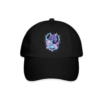 Kawaii Cat Pastel Goth Teuflisch - Baseballkappe - Schwarz/Schwarz - Vorne