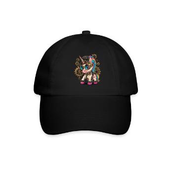 Steampunk Zubehör Steampunk Einhorn - Baseballkappe - Schwarz/Schwarz - Vorne