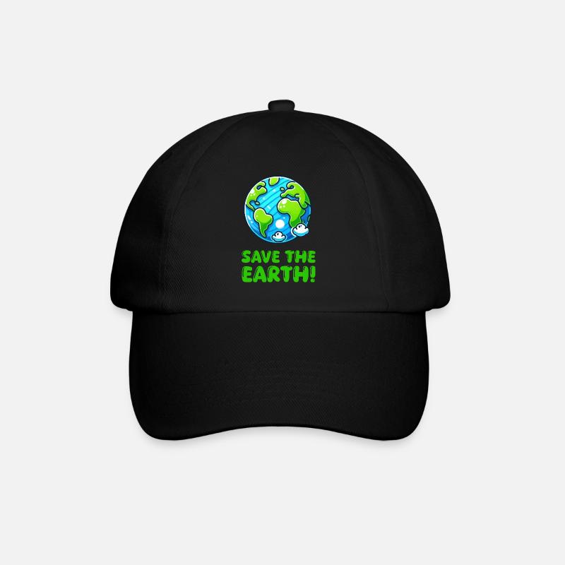 erde planet save the earth - Baseballkappe - Schwarz/Schwarz