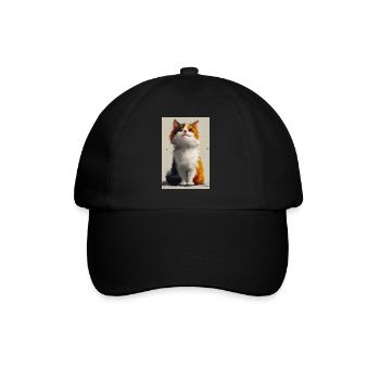 Niedliche Katze Illustration Poster - Baseballkappe - Schwarz/Schwarz - Vorne