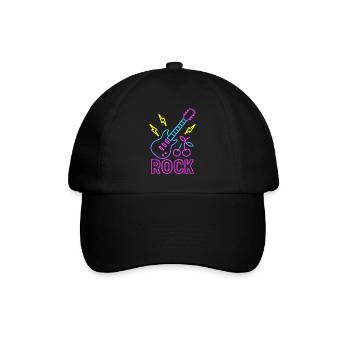 Neon Rock Vibes – Buntes Gitarren-Design - Baseballkappe - Schwarz/Schwarz - Vorne