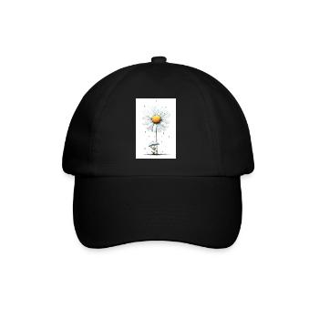 Gänseblümchen Bär mit Regenschirm - Baseballkappe - Schwarz/Schwarz - Vorne