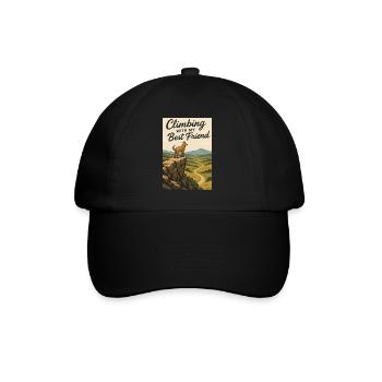 Klettern mit meinem besten Freund - Vintage Hundedruck - Baseballkappe - Schwarz/Schwarz - Vorne