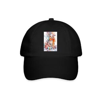 Cerf hivernal aquarelle avec cadeaux - Casquette classique - noir/noir - Devant