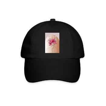 Blütenkopf mit Schmetterlingskrone - Baseballkappe - Schwarz/Schwarz - Vorne