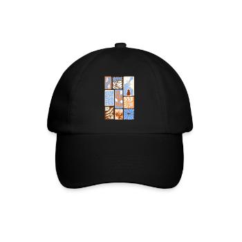 Abstrakte botanische Muster - Baseballkappe - Schwarz/Schwarz - Vorne