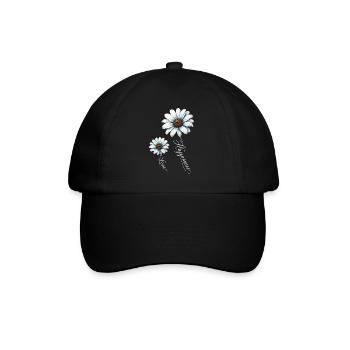 Blaue Gänseblümchen, Glück und Liebe - Baseballkappe - Schwarz/Schwarz - Vorne
