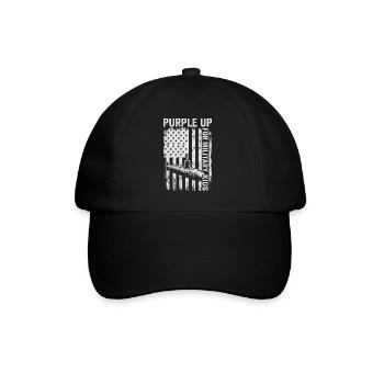 Purple for Military Kids (Subcategory Military Kid) - Baseball Cap - black/black - Front