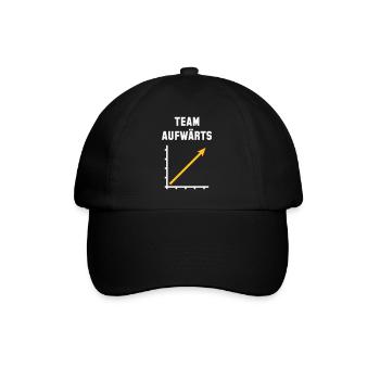 Team Aufwärts (Erfolg / Fortschritt / NEG Gold 2C) - Baseballkappe - Schwarz/Schwarz - Vorne