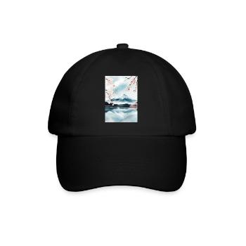 Mount Fuji and cherry blossoms - Baseball Cap - black/black - Front