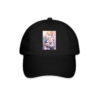 Watercolor pastel cherry blossoms - Baseball Cap - black/black - Front