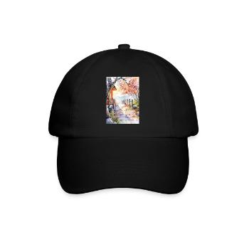 Floral path in watercolor - Baseball Cap - black/black - Front